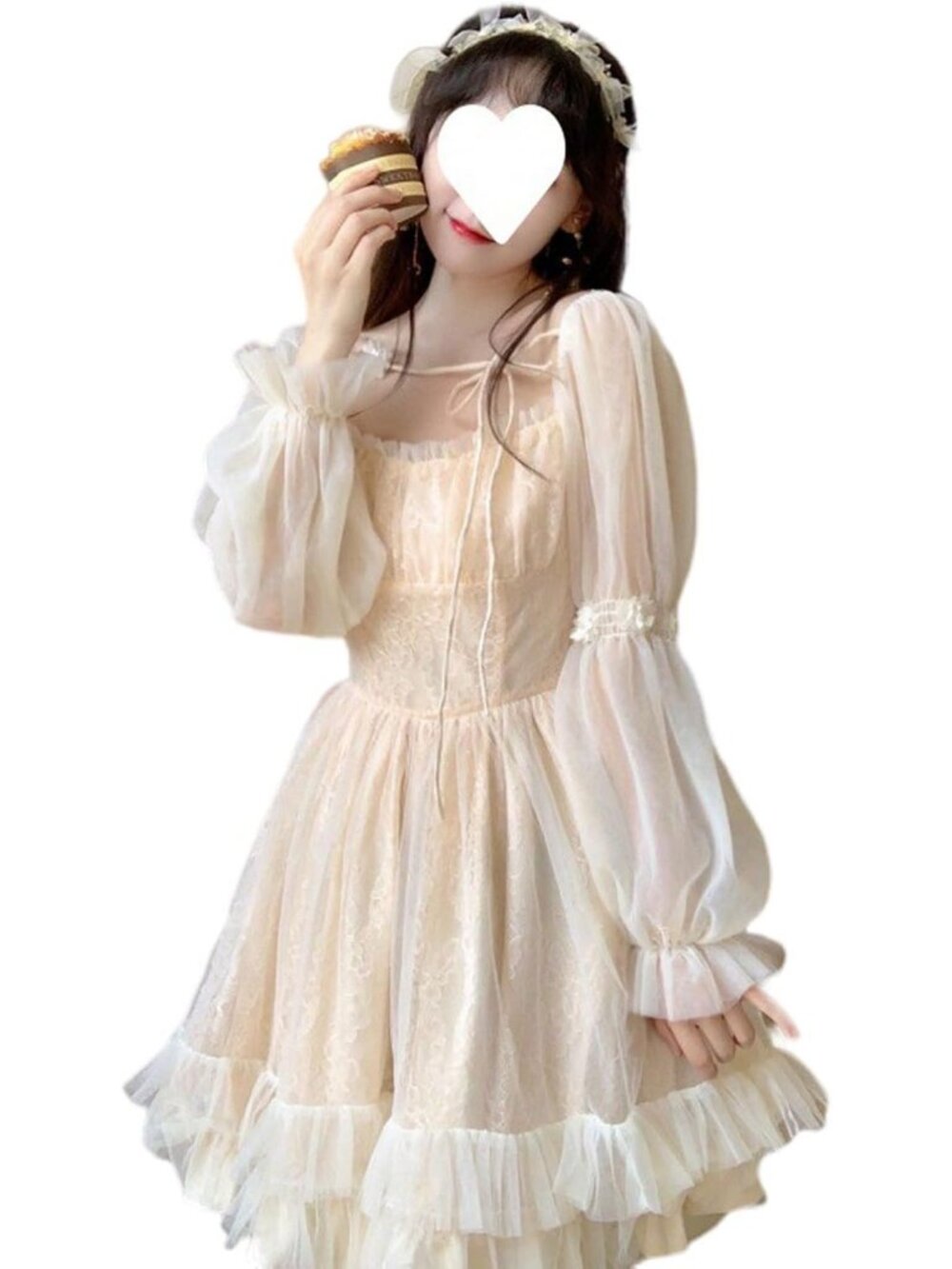 French Fairy Niche Lace Dress Women Long Sleeve Vintage Design New Dress